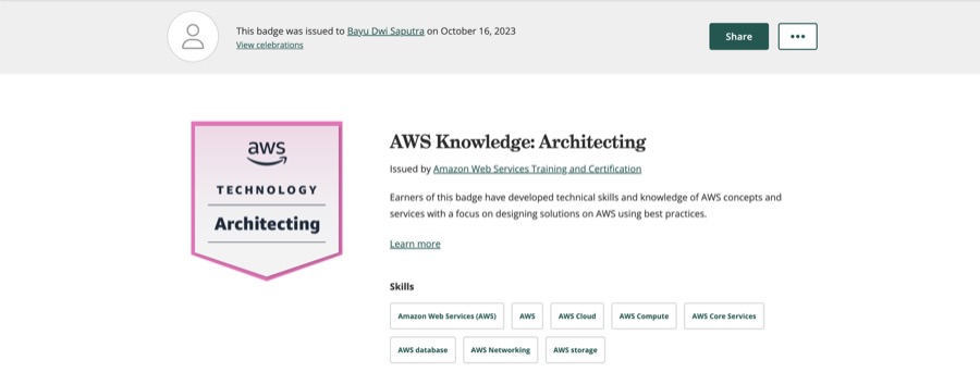 AWS Knowledge Architecting badge