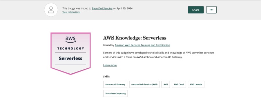 AWS Knowledge Serverless badge